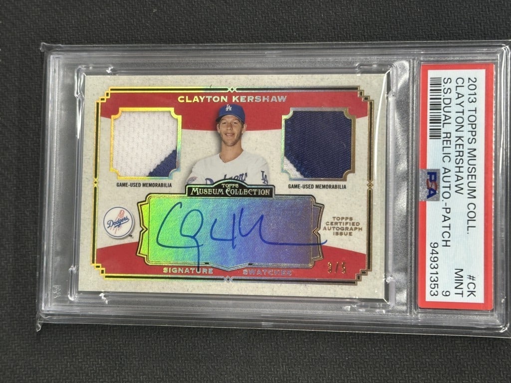 Clayton Kershaw 2013 Topps Museum Jersey Auto PSA 9 #CK: Clayton Kershaw 2013 Topps Museum Jersey Auto PSA 9 #CK Celebrate the legacy of Clayton Kershaw with this 2013 Topps Museum Signature Swatches Jersey Autograph Baseball Card. This exquisite collectibl