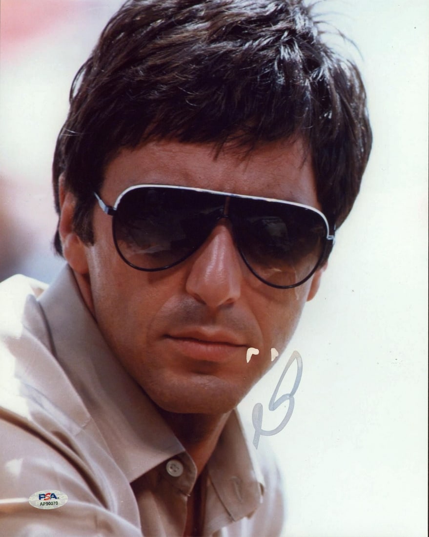 Al Pacino Scarface Signed 11x14 Photo PSA/DNA Certified: Al Pacino Scarface Signed 11x14 Photo PSA/DNA Certified This authentic signed photograph captures Al Pacino as Tony Montana from the iconic film Scarface. Measuring 11x14 inches, this vertical photo h
