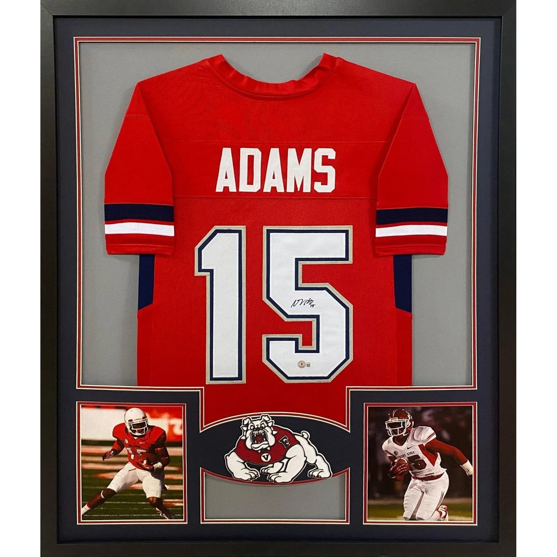 DaVante Adams Autographed Framed Jersey Fresno State Beckett Certified: DaVante Adams Autographed Framed Jersey Fresno State Beckett Certified Showcase your support for DaVante Adams with this stunning framed signed Fresno State jersey. This authentic autographed jersey i