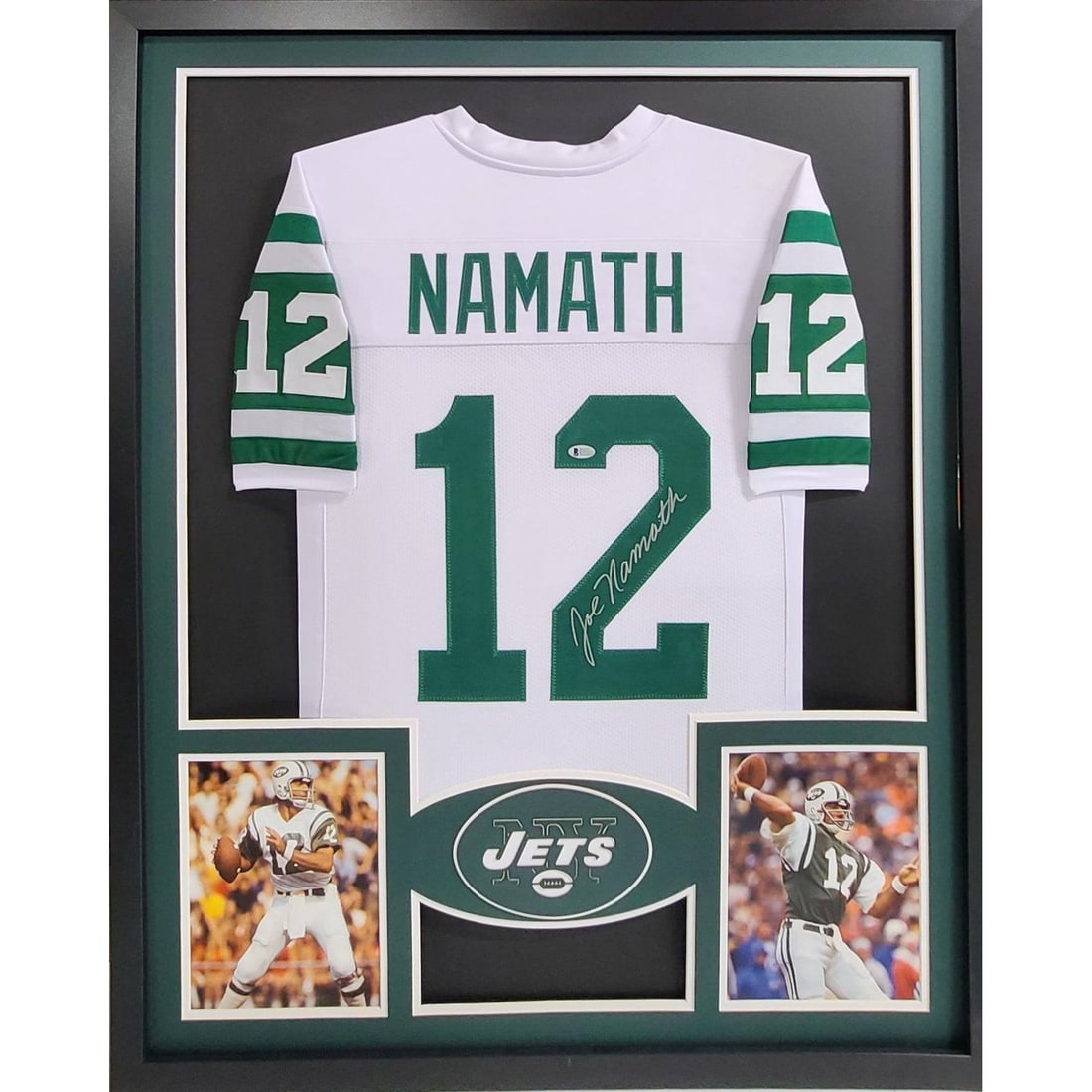 Framed New York Jets Jersey Signed by Joe Namath Beckett Authenticated (1 of 3)