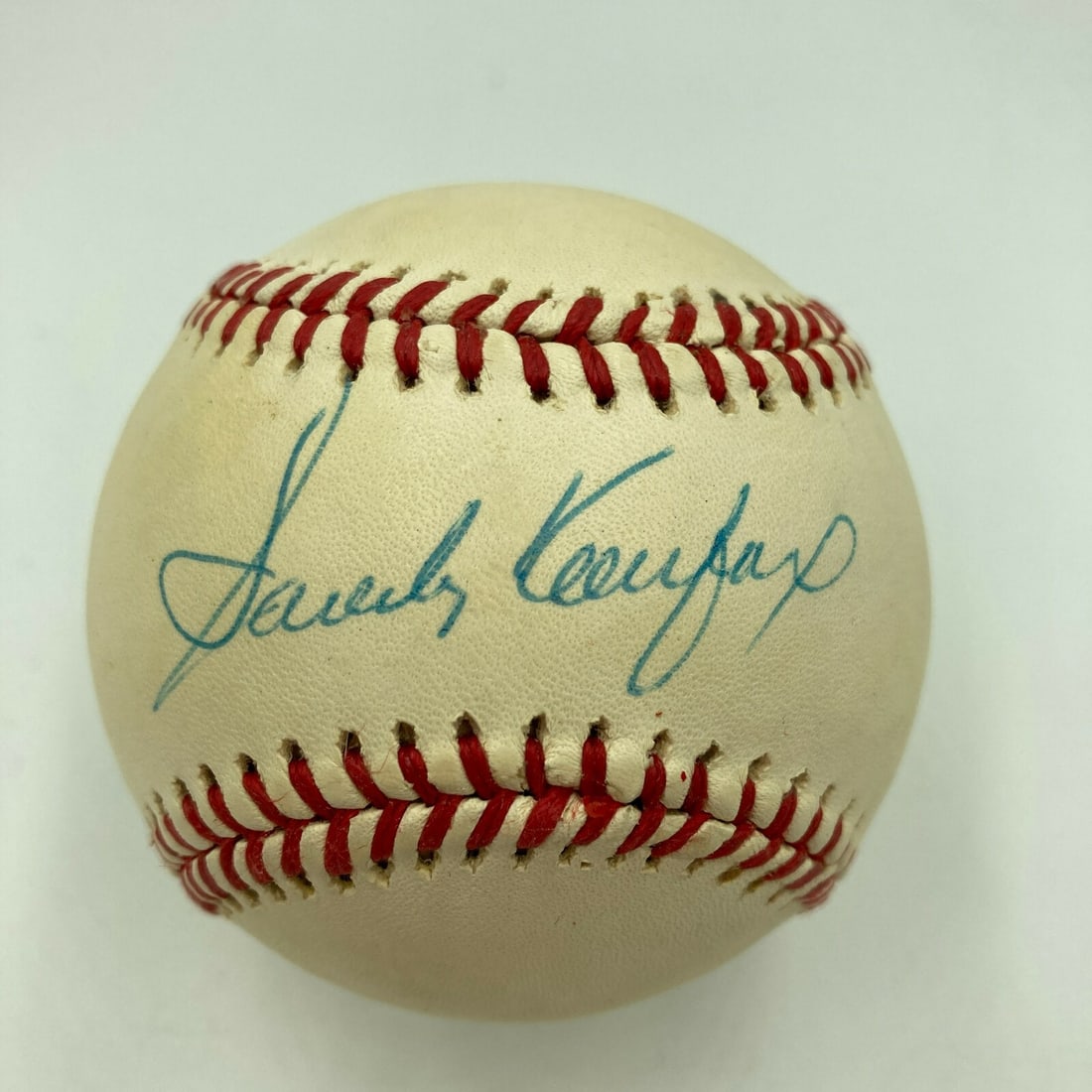 Sandy Koufax Autographed National League Baseball with JSA Authentication: Sandy Koufax Autographed National League Baseball with JSA Authentication This is an official National League baseball signed by Sandy Koufax. The autograph has been authenticated by James Spence Auth