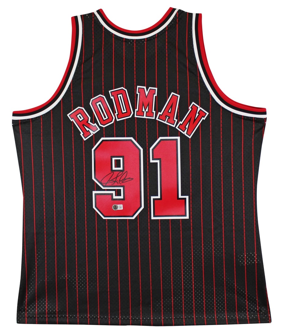 Dennis Rodman Signed Black Bulls Jersey Mitchell & Ness BAS Authenticated: Dennis Rodman Signed Black Bulls Jersey Mitchell & Ness BAS Authenticated This Chicago Bulls Dennis Rodman jersey is a must-have for any fan. The black Mitchell & Ness Hardwood Classics Swingman Jerse