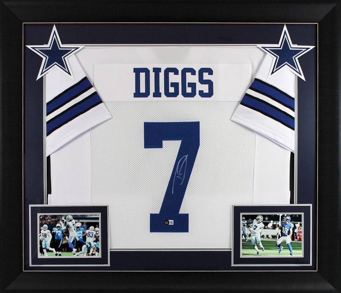 Trevon Diggs Signed Dallas Cowboys Jersey Framed BAS Authenticated: Trevon Diggs Signed Dallas Cowboys Jersey Framed BAS Authenticated This authentic signed white pro style framed jersey has been personally signed by Trevon Diggs of the Dallas Cowboys. The jersey is c