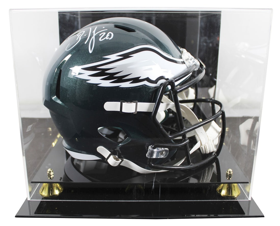 Brian Dawkins Autographed Eagles Full Size Replica Helmet With Display Case BAS: Brian Dawkins Autographed Eagles Full Size Replica Helmet With Display Case BAS This full-size Riddell Speed Replica helmet features an authentic hand-signed autograph from Brian Dawkins of the Philad