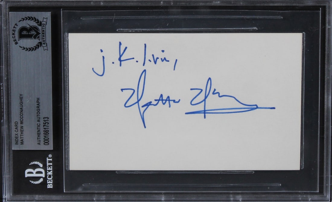 Matthew McConaughey Signed Interstellar 3x5 Index Card Beckett Authenticated: Matthew McConaughey Signed Interstellar 3x5 Index Card Beckett Authenticated This authentic 3x5 index card features the signature of Matthew McConaughey, renowned for his role in Interstellar. The ite