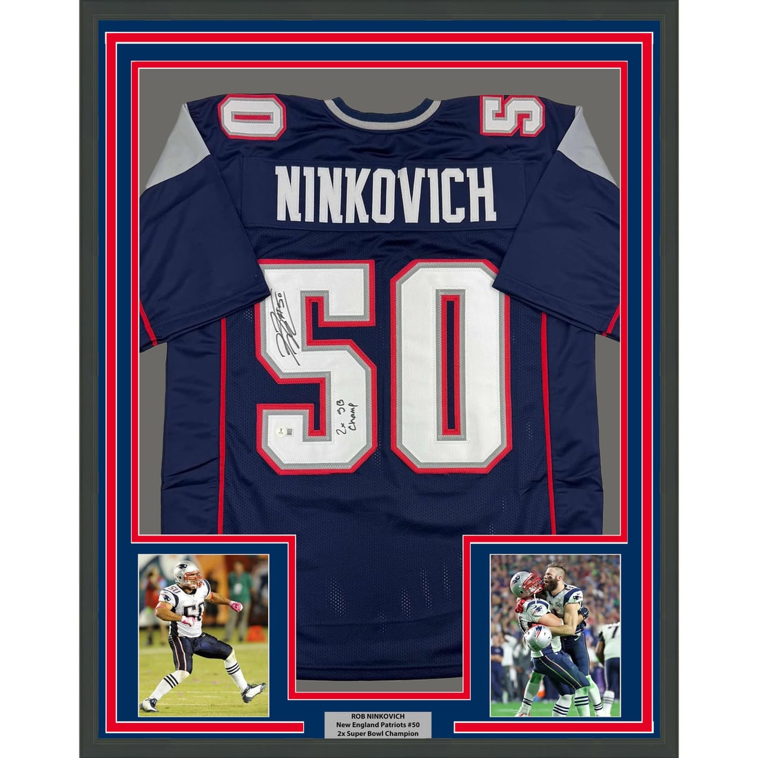 Framed Autographed Rob Ninkovich Jersey New England Patriots BAS COA 35x39 (1 of 2)