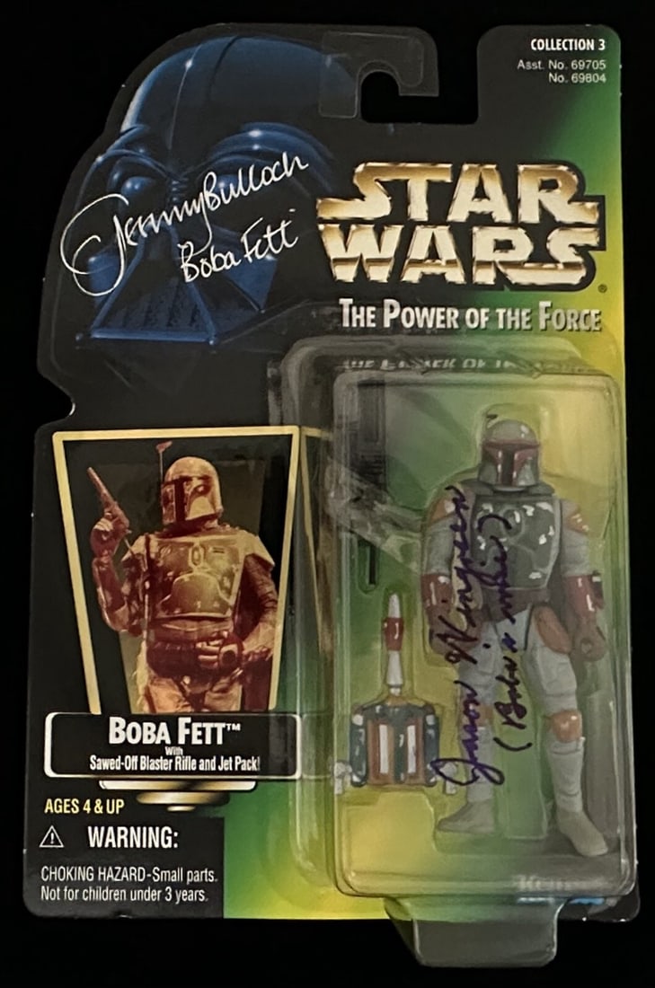 Boba Fett Signed Action Figure by Bulloch and Wingreen Beckett Authenticated: Boba Fett Signed Action Figure by Bulloch and Wingreen Beckett Authenticated This original Kenner action figure of Boba Fett is a must-have for any Star Wars collector. Authentically signed and inscri