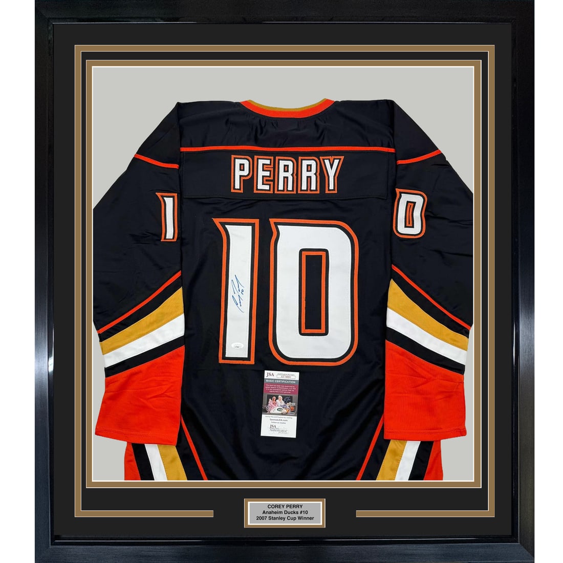 Framed Signed Corey Perry Anaheim Ducks Jersey with JSA Authentication (1 of 2)