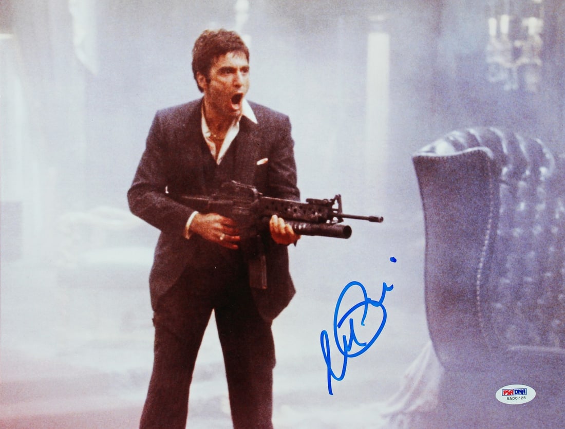 Al Pacino Signed Scarface 11x14 Photo PSA Authenticated Gem Mint 10: Al Pacino Signed Scarface 11x14 Photo PSA Authenticated Gem Mint 10 This 11x14 photograph features Al Pacino and has been personally signed by him in connection with the film Scarface. The autograph h