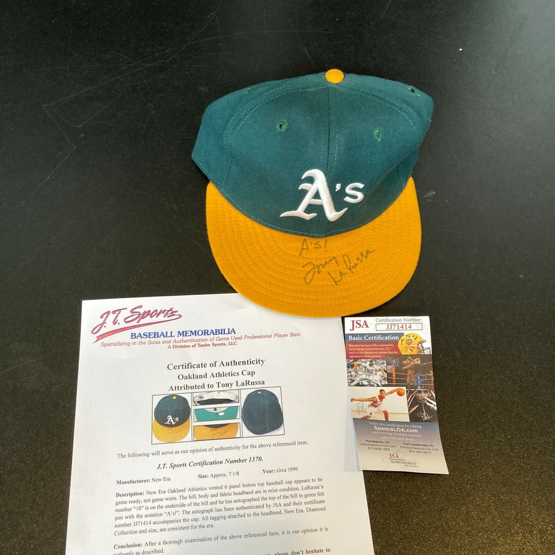 Tony La Russa Signed 1990 Oakland A's Game Used Hat with JSA & J.T. Sports COA (1 of 10)