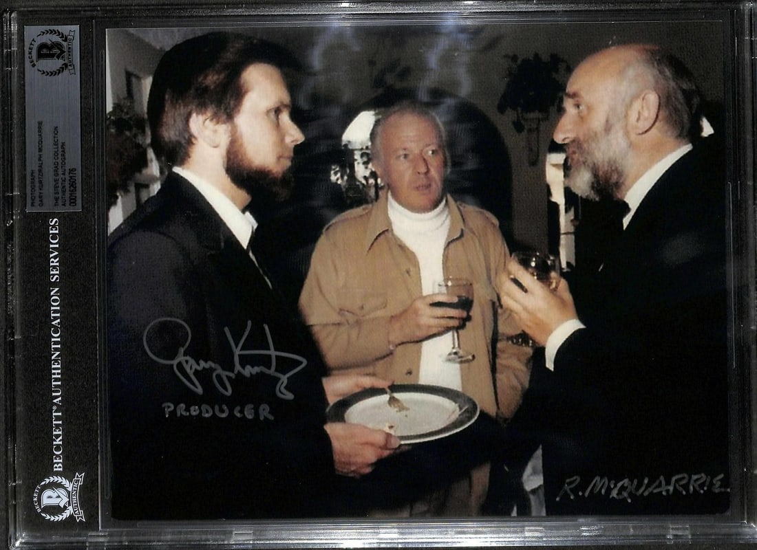 Beckett Authenticated Star Wars 8x10 Photo Signed by Kurtz and McQuarrie: Beckett Authenticated Star Wars 8x10 Photo Signed by Kurtz and McQuarrie This 8x10 photograph from Star Wars: The Empire Strikes Back features authentic signatures from producer Gary Kurtz and concept