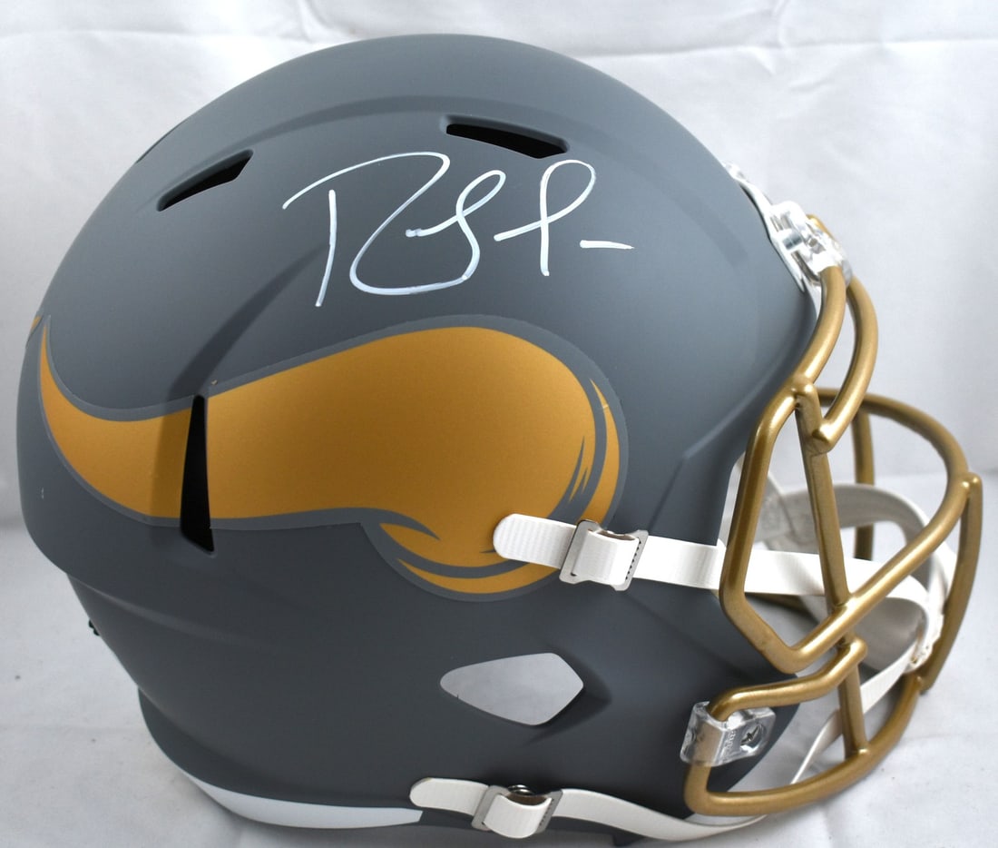 Randy Moss Signed Minnesota Vikings Slate Speed Helmet Beckett Hologram White (1 of 5)