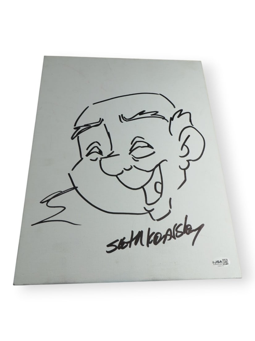 11X14 Signed Canvas Sketch Adam Sandler Seth Kearsley JSA: 11X14 Signed Canvas Sketch Adam Sandler Seth Kearsley JSA This 11x14 canvas sketch features authentic autographs from Adam Sandler and Seth Kearsley. The canvas is flat cardboard and not mounted. The 