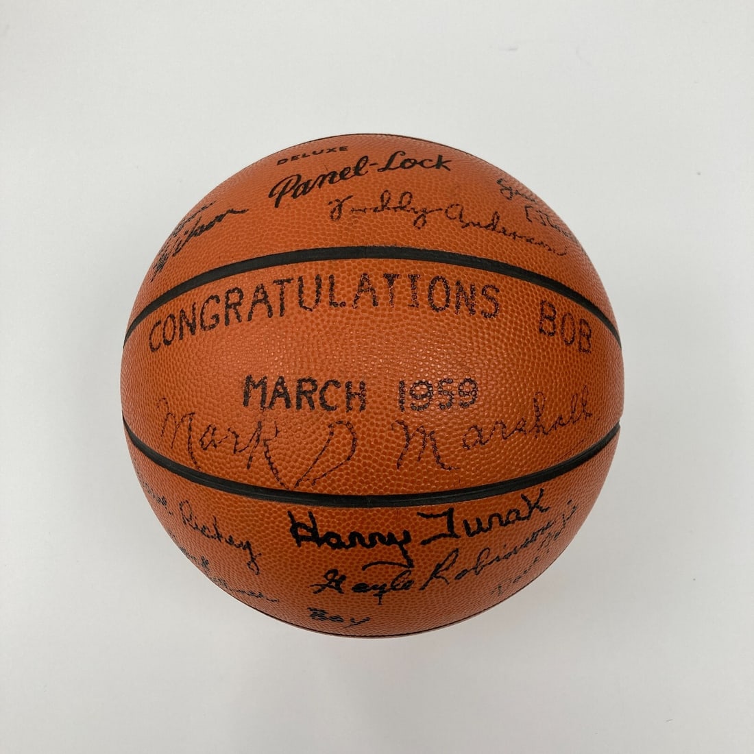 Vintage 1959 Michigan State signed basketball: Vintage 1959 Michigan State signed basketball This vintage basketball, signed by the 1959 Michigan State Wolverines team, is a remarkable collectible for sports enthusiasts and fans alike. The ball is