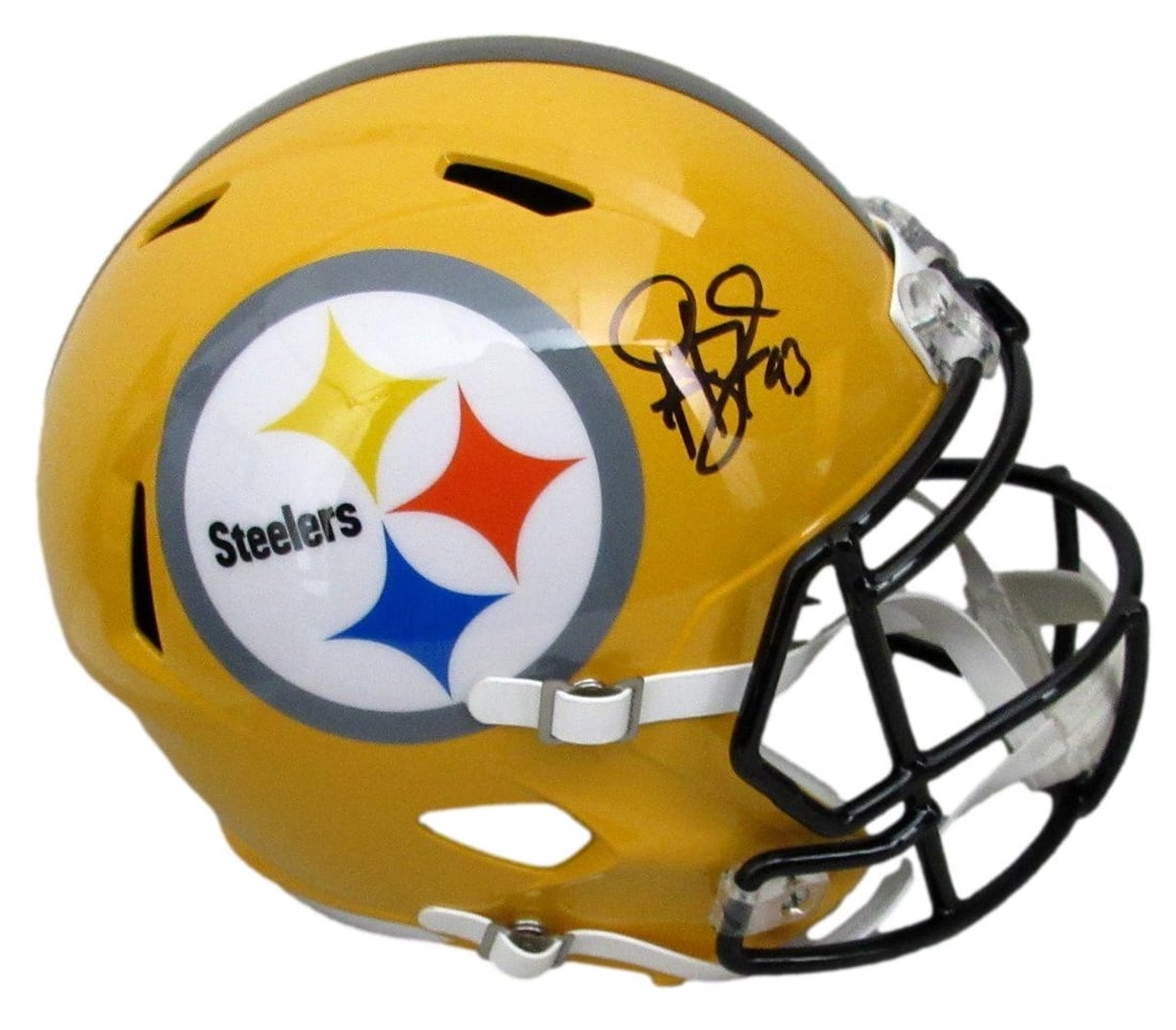 Troy Polamalu Signed Full Size Throwback Helmet Steelers BAS Authenticated: Troy Polamalu Signed Full Size Throwback Helmet Steelers BAS Authenticated This Troy Polamalu Hall of Fame signed full-size throwback replica football helmet is a must-have for any Pittsburgh Steelers