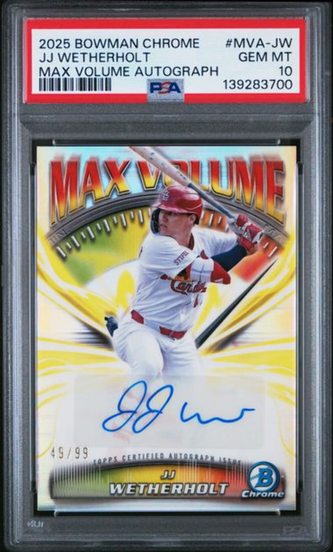 PSA 10 2025 Bowman Chrome JJ Wetherholt Max Auto Rookie Card #MVAJW /99 (1 of 2)