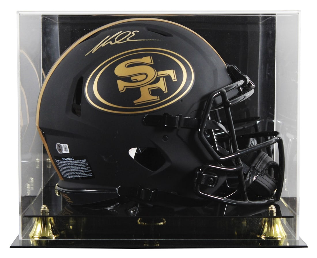 Mike Evans autographed Riddell Eclipse full size speed helmet with display case BAS: Mike Evans autographed Riddell Eclipse full size speed helmet with display case BAS This San Francisco 49ers alternate Eclipse Riddell full size Speed Proline helmet has been personally signed by Mike