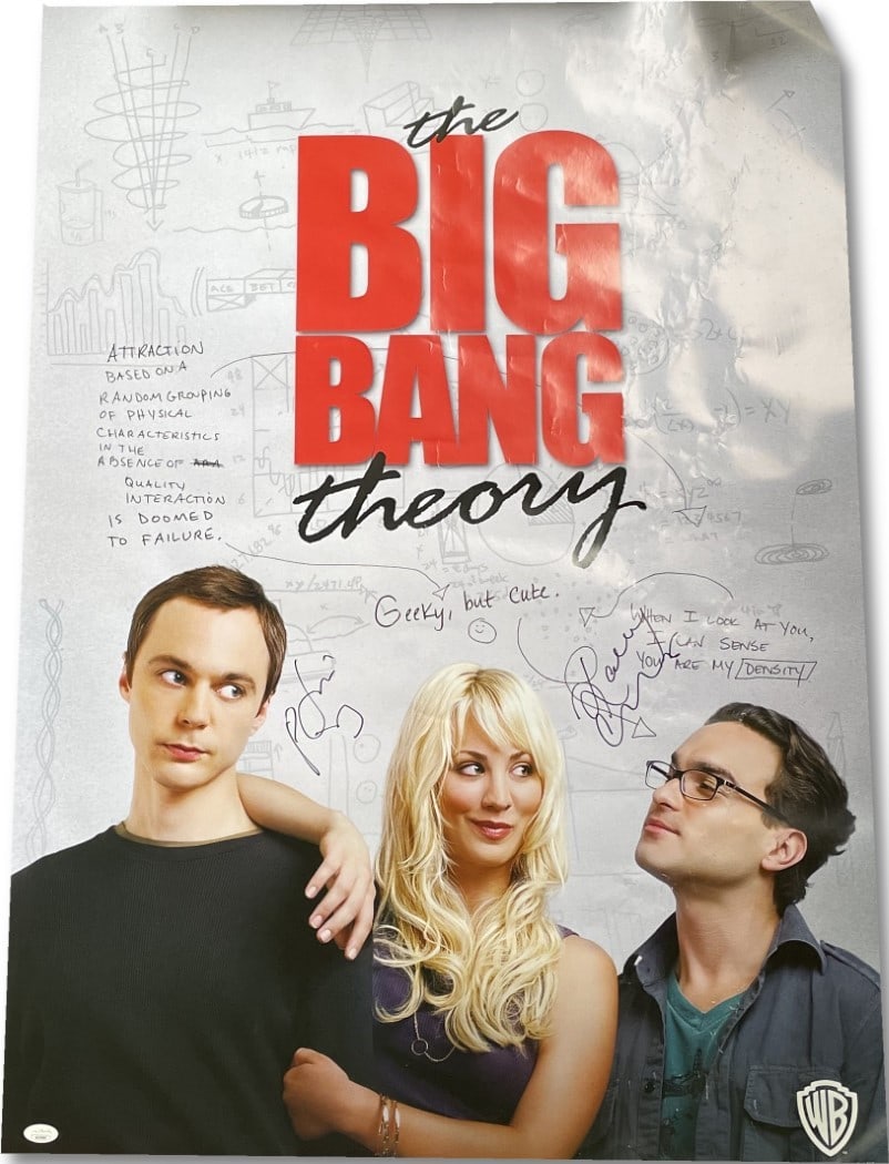 The Big Bang Theory 27x39 Poster Signed by Jim Parsons and Kaley Cuoco JSA COA (1 of 8)