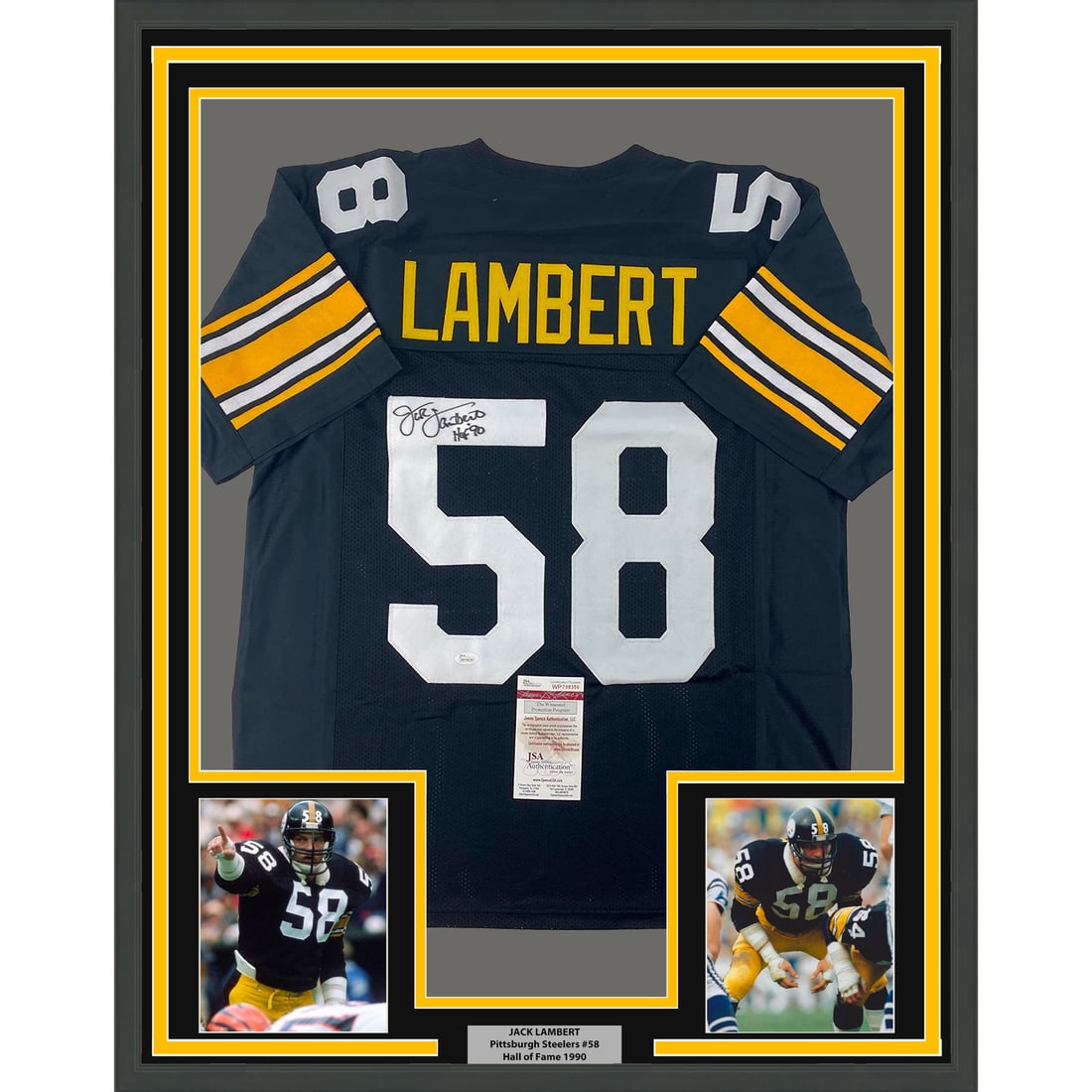 Jack Lambert signed framed Steelers jersey JSA COA 33x42 HOF 90 (1 of 2)