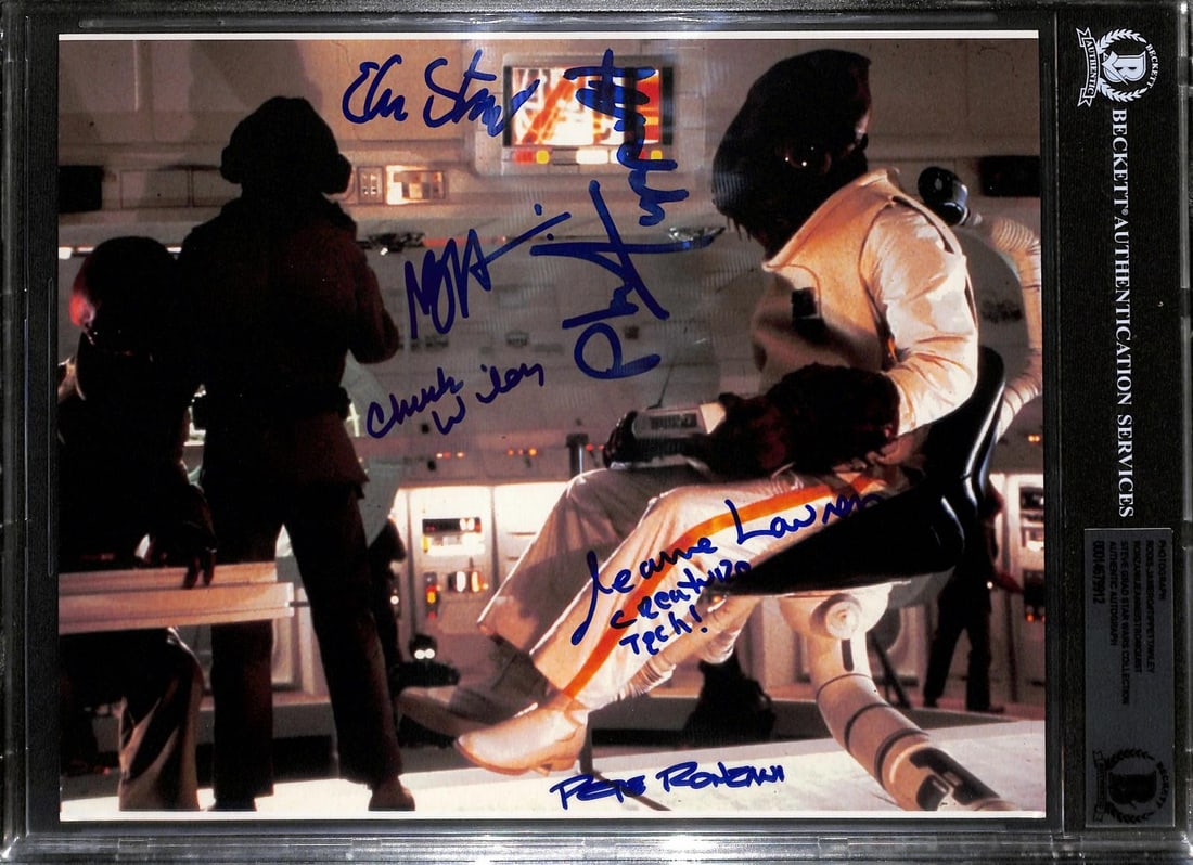 Beckett Certified Star Wars Admiral Ackbar 8x10 ILM Crew Signed Photo: Beckett Certified Star Wars Admiral Ackbar 8x10 ILM Crew Signed Photo This is an 8x10 photograph from Star Wars: Return of the Jedi, featuring Admiral Ackbar and other characters inside the command ce