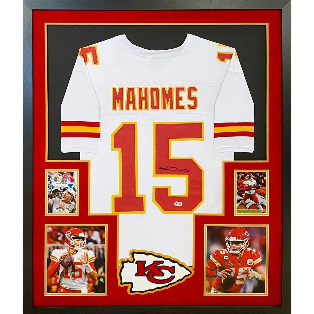 Patrick Mahomes JSA Autographed Framed Jersey Kansas City Chiefs: Patrick Mahomes JSA Autographed Framed Jersey Kansas City Chiefs This autographed Patrick Mahomes framed jersey is a stunning tribute to one of the NFL's greatest quarterbacks. Authenticated by JSA, a