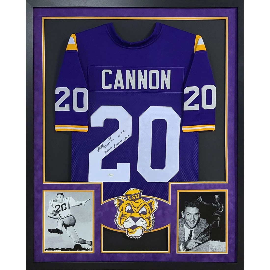 Billy Cannon Autographed Framed Jersey LSU Tigers JSA Certified (1 of 2)