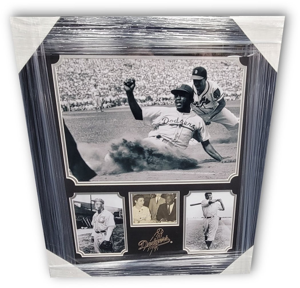 Jackie Robinson Autographed Photo Custom Framed JSA Authentic: Jackie Robinson Autographed Photo Custom Framed JSA Authentic This stunning custom framed photo features the legendary Jackie Robinson, a remarkable player from the Brooklyn Dodgers. The original phot