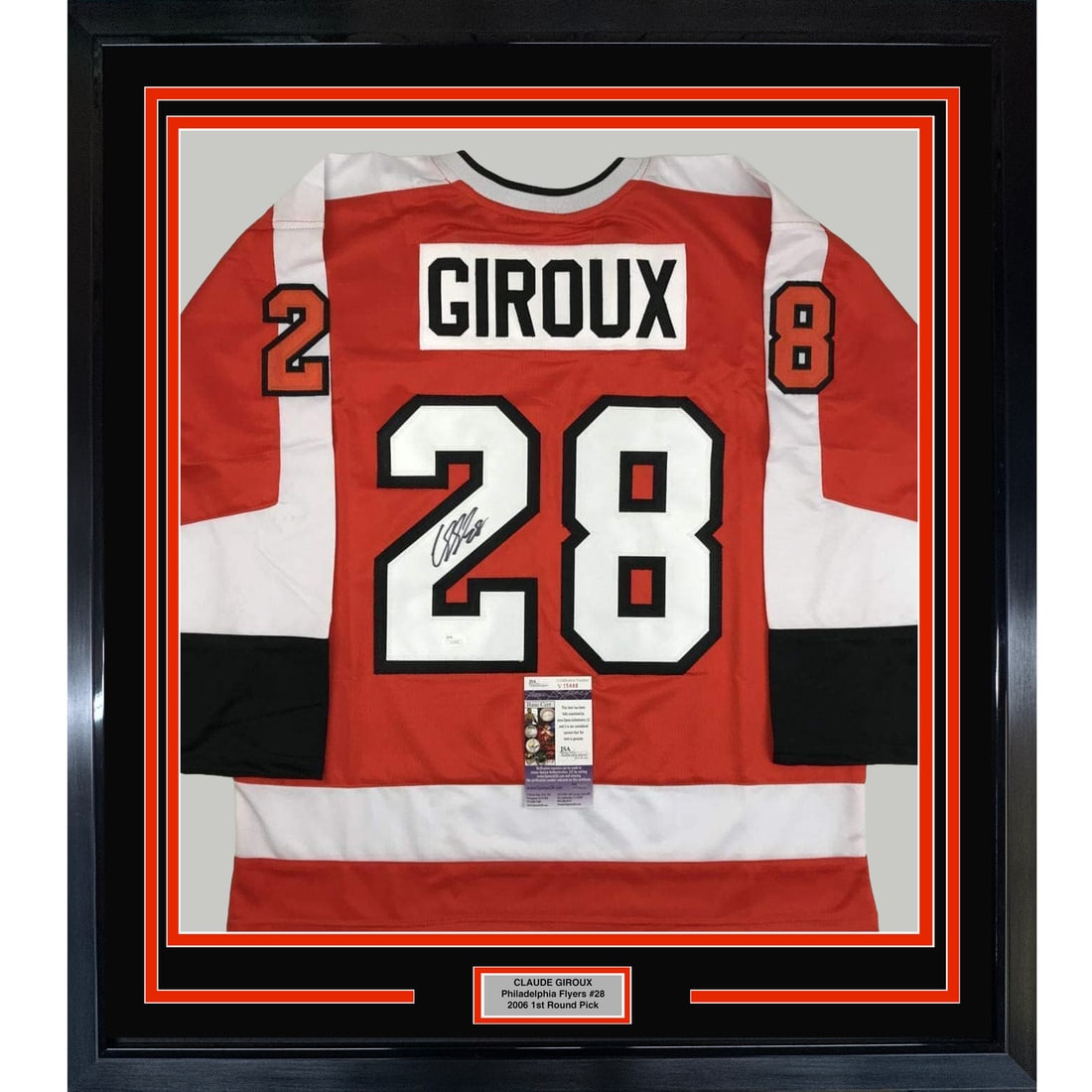 Framed Autographed Claude Giroux Philadelphia Flyers Jersey JSA COA 33x42: Framed Autographed Claude Giroux Philadelphia Flyers Jersey JSA COA 33x42 This impressive framed display features an autographed Claude Giroux Philadelphia Flyers jersey, making it a must-have for any