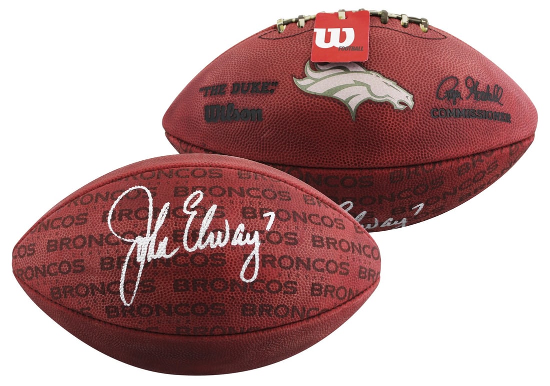 Wilson The Duke Football Signed by John Elway Beckett Witnessed Denver Broncos (1 of 4)