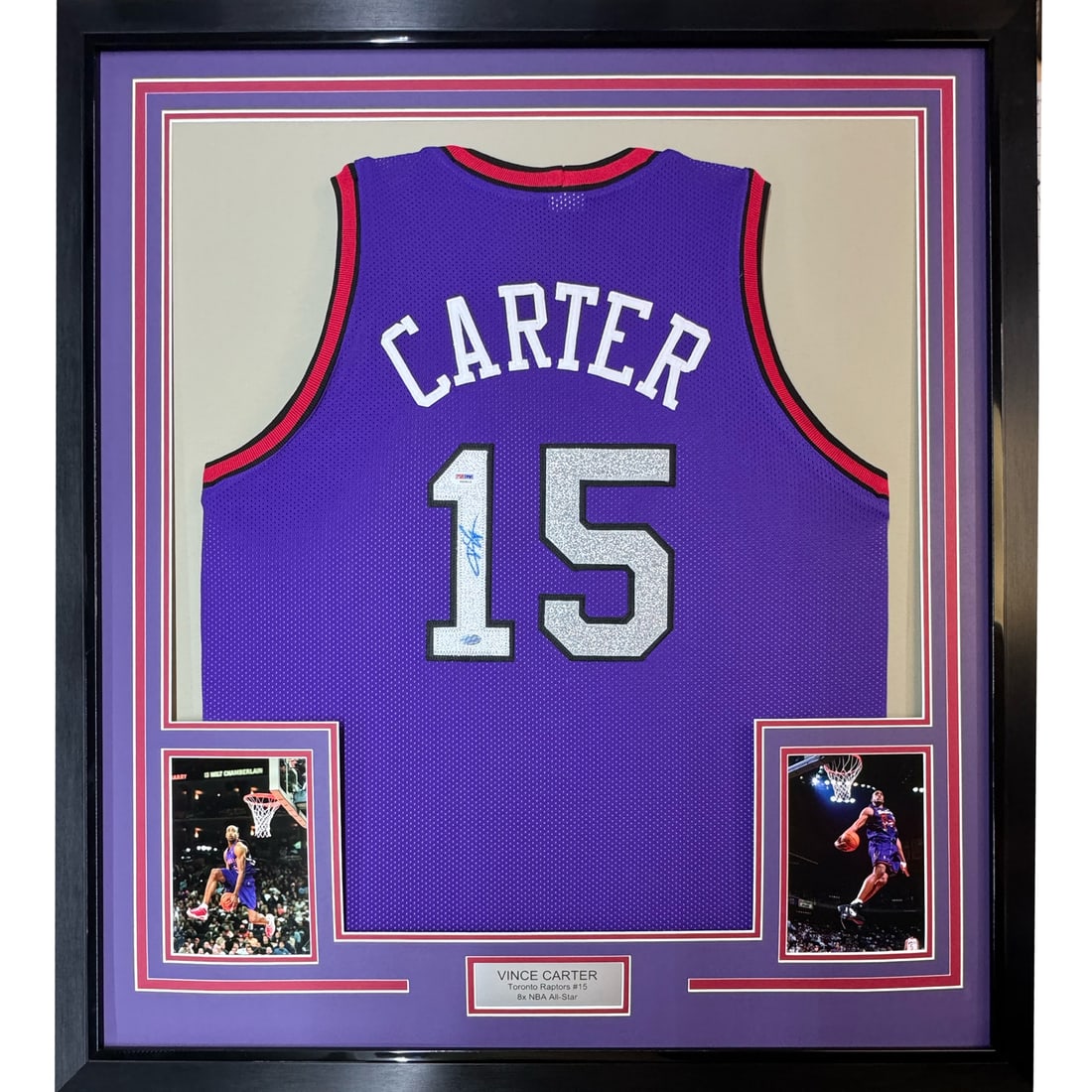 Framed Autographed Vince Carter 33 Toronto Raptors Jersey PSA/DNA COA (1 of 2)