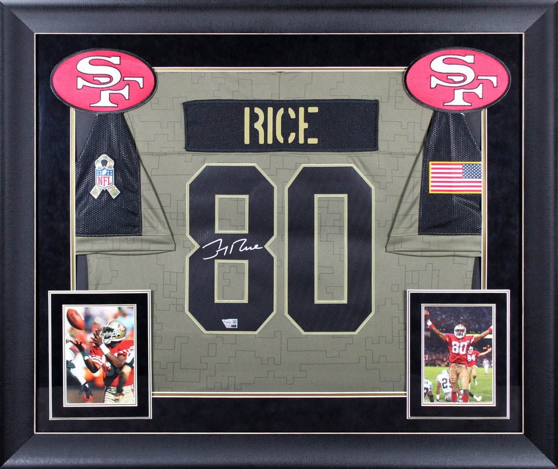 Jerry Rice Signed 2021 Salute to Service Nike Ltd Framed Jersey Fanatics: Jerry Rice Signed 2021 Salute to Service Nike Ltd Framed Jersey Fanatics Celebrate the legacy of Jerry Rice with this authentic, autographed 2021 Salute to Service Nike Limited Framed Jersey. This stu