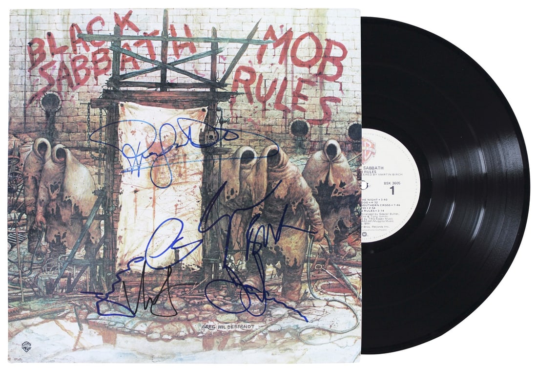 Beckett authenticated Mob Rules album cover signed by Black Sabbath members (1 of 6)