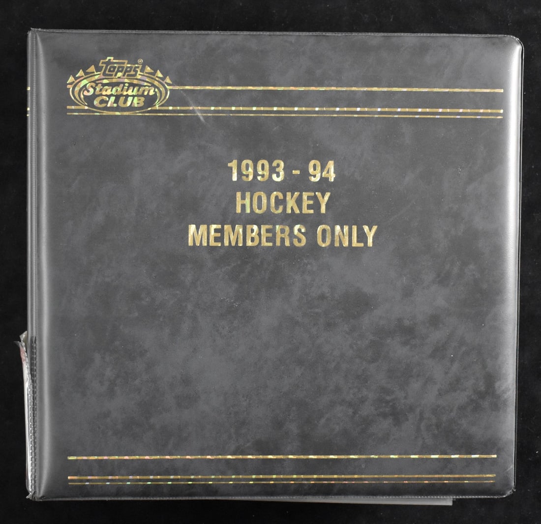 500 Card 1993-94 Stadium Club Hockey Members Only Set with Binder: 500 Card 1993-94 Stadium Club Hockey Members Only Set with Binder Complete 1993-94 Stadium Club Hockey Members Only set featuring 500 cards along with 23 NHL All Star cards, 23 USA Hockey cards, 12 Fi