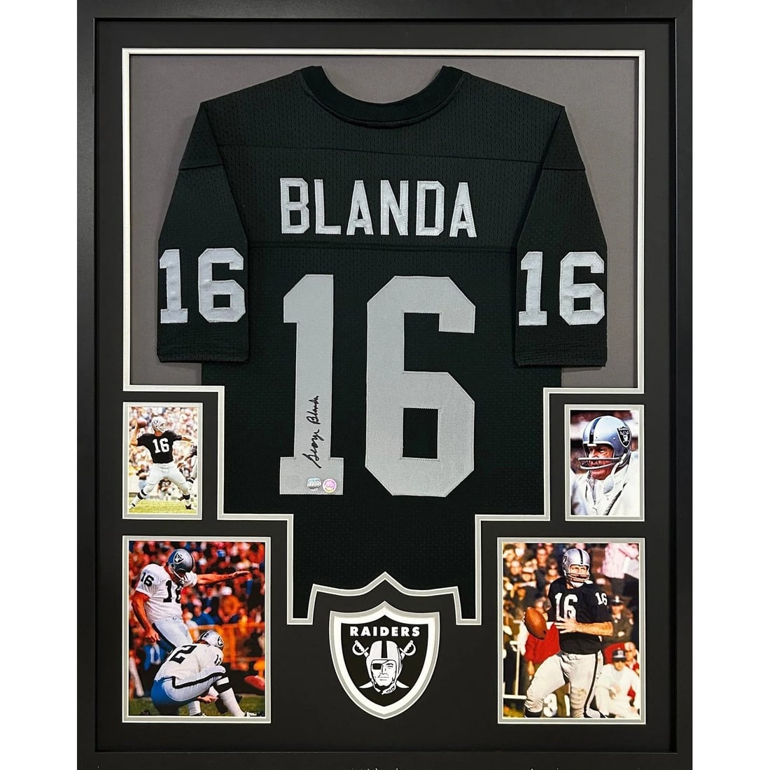 George Blanda Autographed Framed Jersey GTSM Certified Raiders (1 of 2)