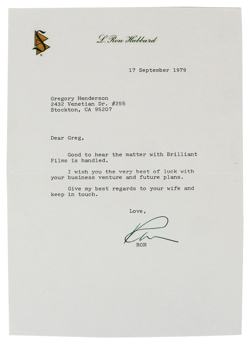 L. Ron Hubbard Signed 7x10 Letter on Personal Letterhead with Beckett COA (1 of 4)