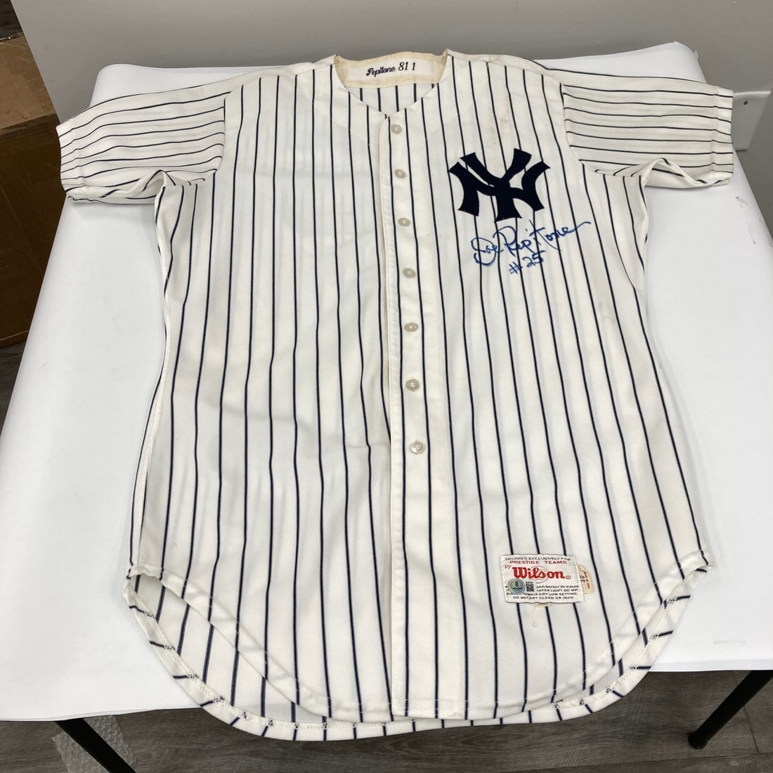 Beckett Certified Joe Pepitone Autographed 1981 Yankees Game Used Jersey (1 of 14)