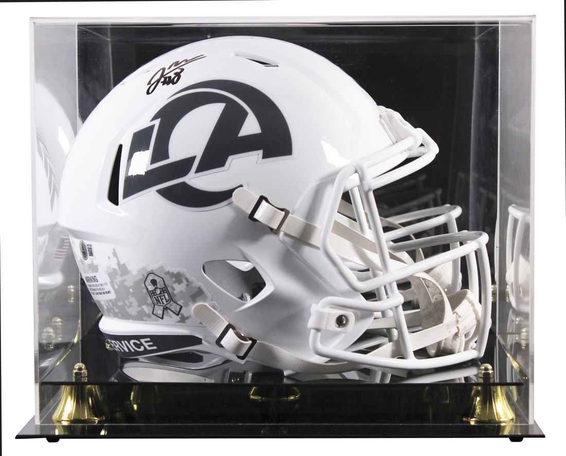 Jared Verse Autographed Rams Salute To Service Helmet BAS Witness Display Case: Jared Verse Autographed Rams Salute To Service Helmet BAS Witness Display Case This Los Angeles Rams full-size Speed Replica helmet features the 2024 Salute To Service III alternate design and has bee