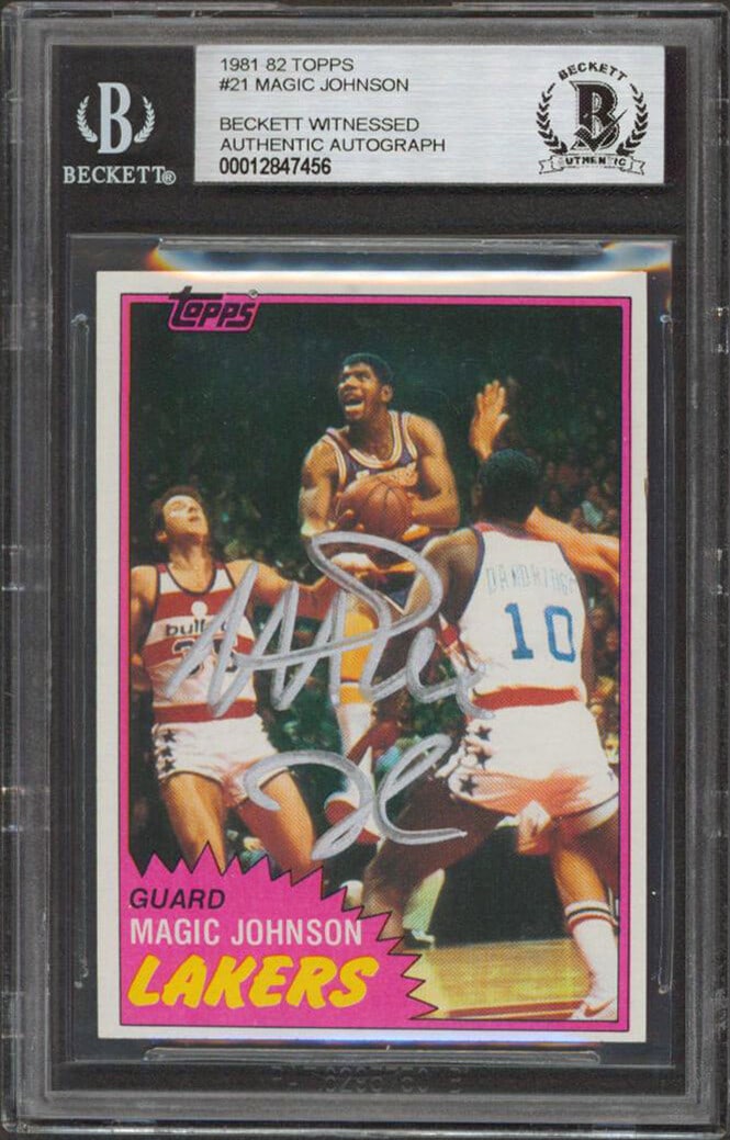 1981 Topps #21 Magic Johnson autographed Lakers card Beckett slabbed (1 of 2)