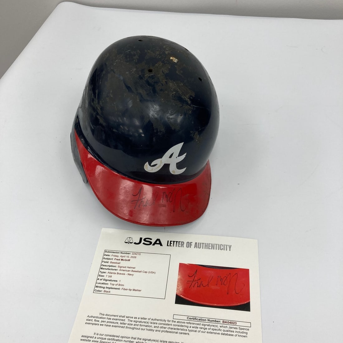 Atlanta Braves Game Used Helmet Signed by Fred McGriff JSA COA (1 of 11)