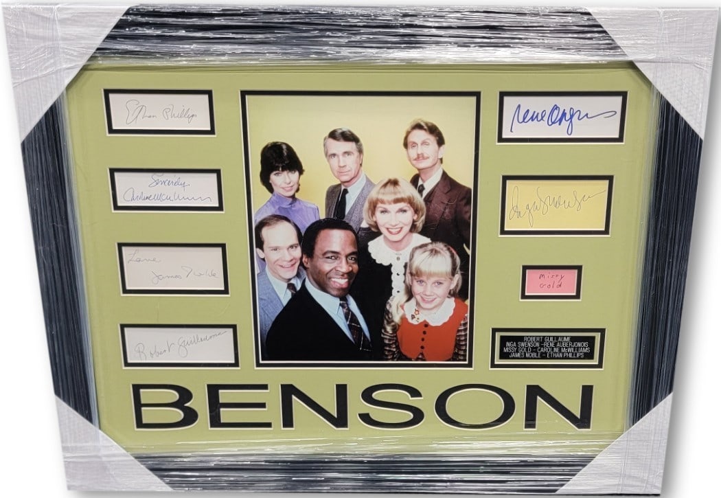 Framed Benson autograph collage with JSA cuts and seven signatures (1 of 5)