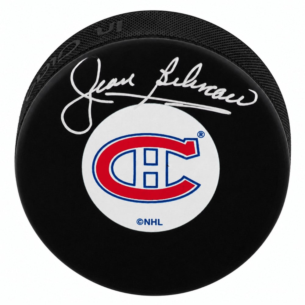 Montreal Canadiens logo puck autographed by Jean Beliveau PSA DNA COA (1 of 1)