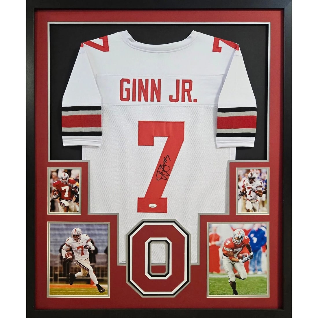 Framed Ted Ginn Jr. Autographed Ohio State White Jersey JSA (1 of 3)