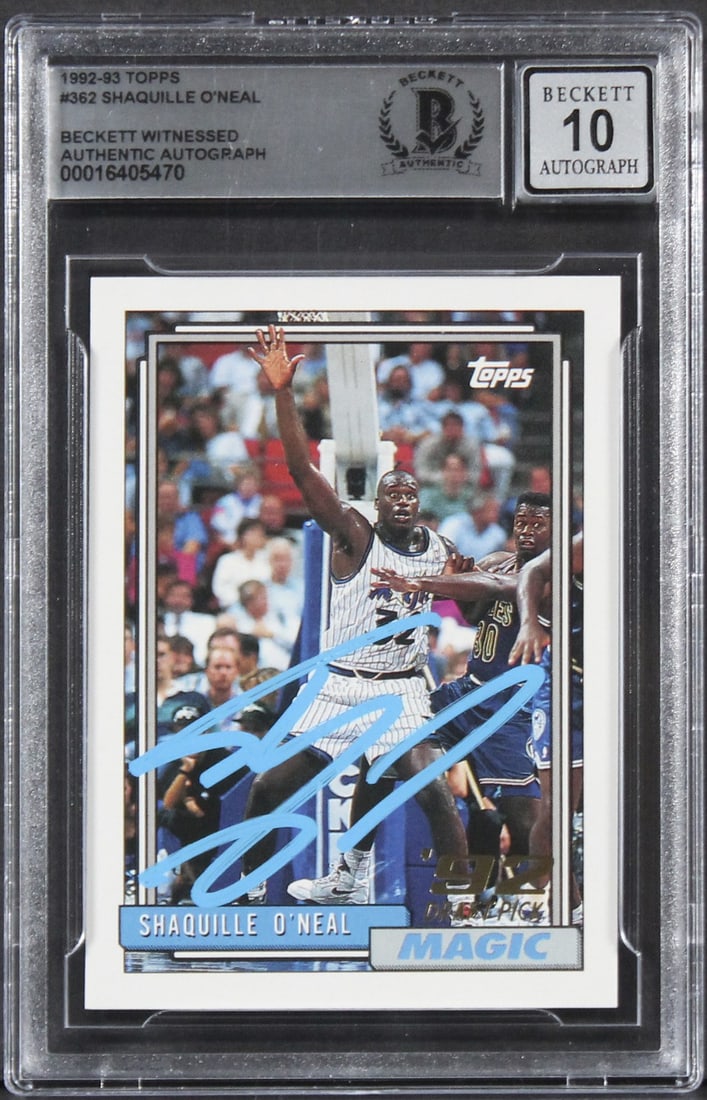 Shaquille O'Neal 1992 Topps 362 rookie card auto Beckett slabbed (1 of 2)