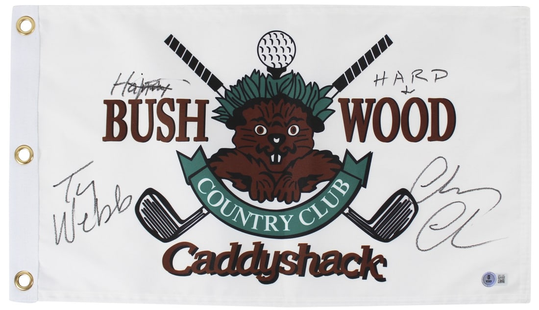Beckett Authenticated Chevy Chase Bushwood Flag Caddyshack Inscribed Hard Ty Webb (1 of 7)