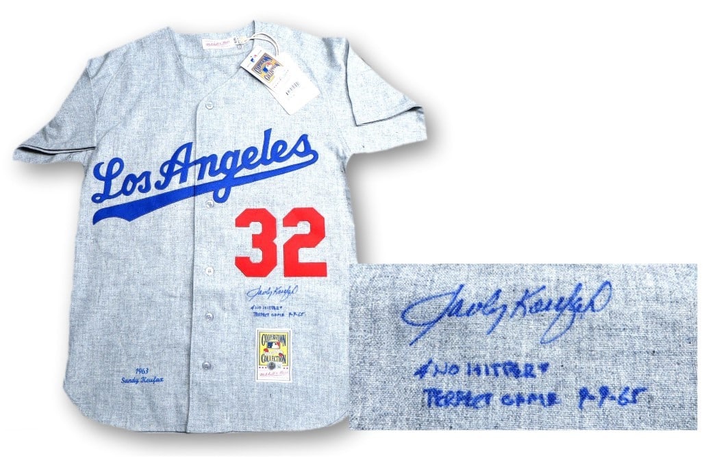 Sandy Koufax Signed Jersey Dodgers 4X No Hitter Beckett Authenticated: Sandy Koufax Signed Jersey Dodgers 4X No Hitter Beckett Authenticated This original Sandy Koufax autographed jersey is a must-have for any Los Angeles Dodgers fan. Signed in person in February 2024, t
