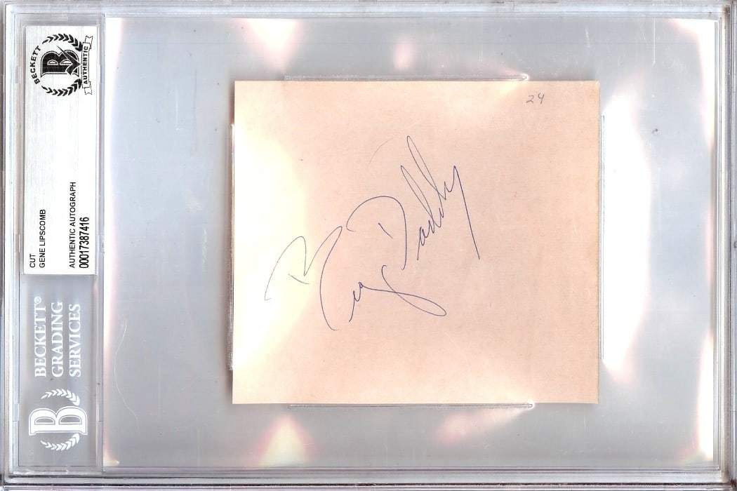 Gene Lipscomb Cut Signature Autographed Rams Beckett Authenticated: Gene Lipscomb Cut Signature Autographed Rams Beckett Authenticated This is an original cut signature of Gene Lipscomb, a notable player associated with the Los Angeles Rams, Colts, and Steelers. The a