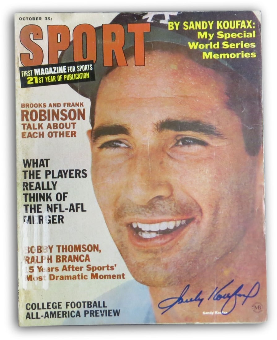 Sandy Koufax Autographed Magazine October 1966 Dodgers Online Authentics: Sandy Koufax Autographed Magazine October 1966 Dodgers Online Authentics This original sport magazine from October 1966 features the legendary Sandy Koufax, a key figure for the Los Angeles Dodgers. T