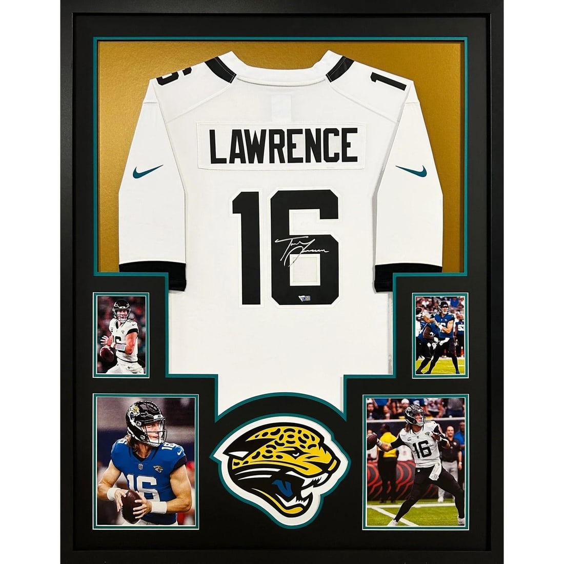 Trevor Lawrence Autographed Framed Jersey by Fanatics 42x34: Trevor Lawrence Autographed Framed Jersey by Fanatics 42x34 Celebrate your support for Trevor Lawrence with this stunning framed autographed jersey. This authentic jersey, certified by Fanatics, showc