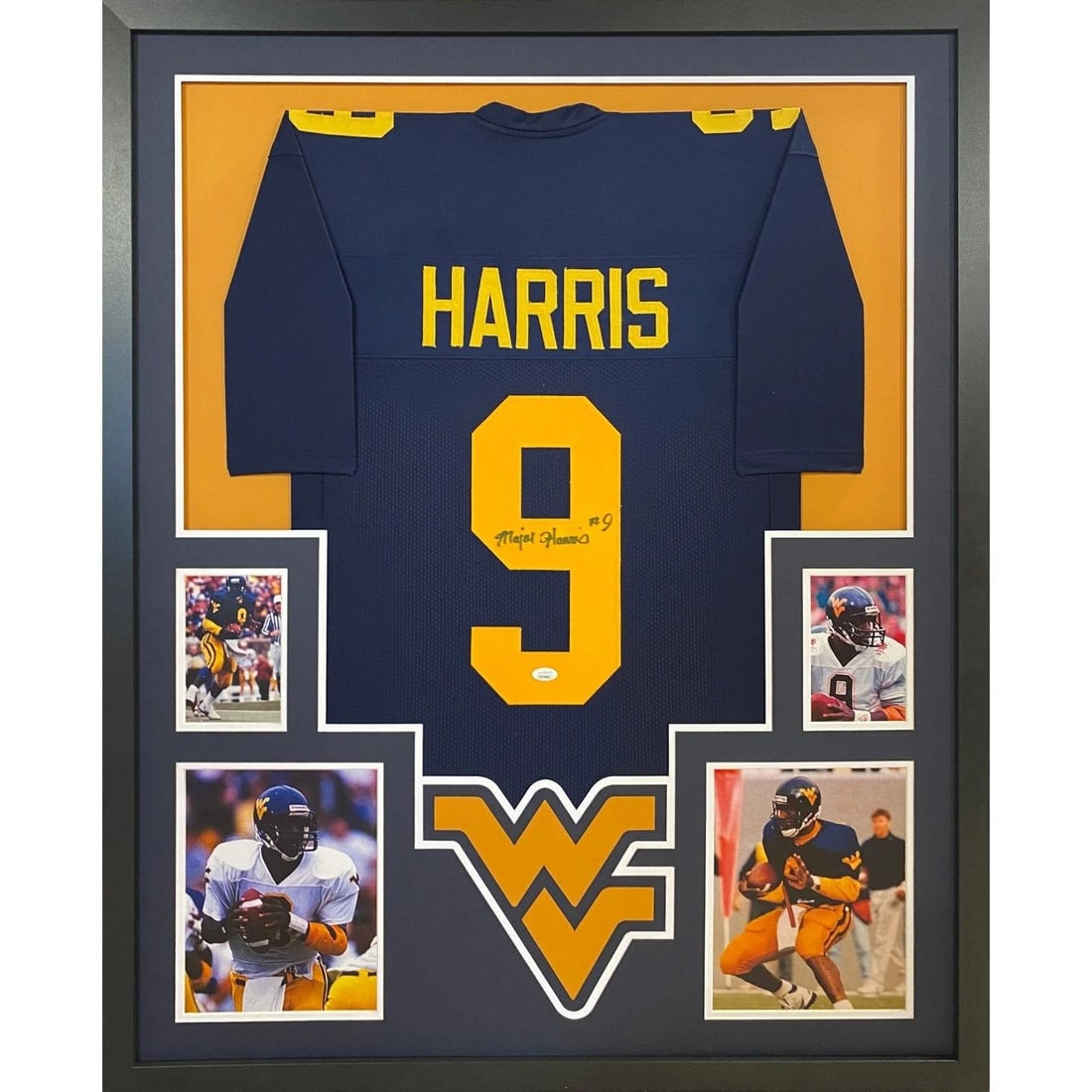 Major Harris Autographed Framed Jersey JSA Certified 1988 West Virginia: Major Harris Autographed Framed Jersey JSA Certified 1988 West Virginia This framed jersey features the autograph of Major Harris, a notable athlete from the 1988 West Virginia team. The jersey is aut