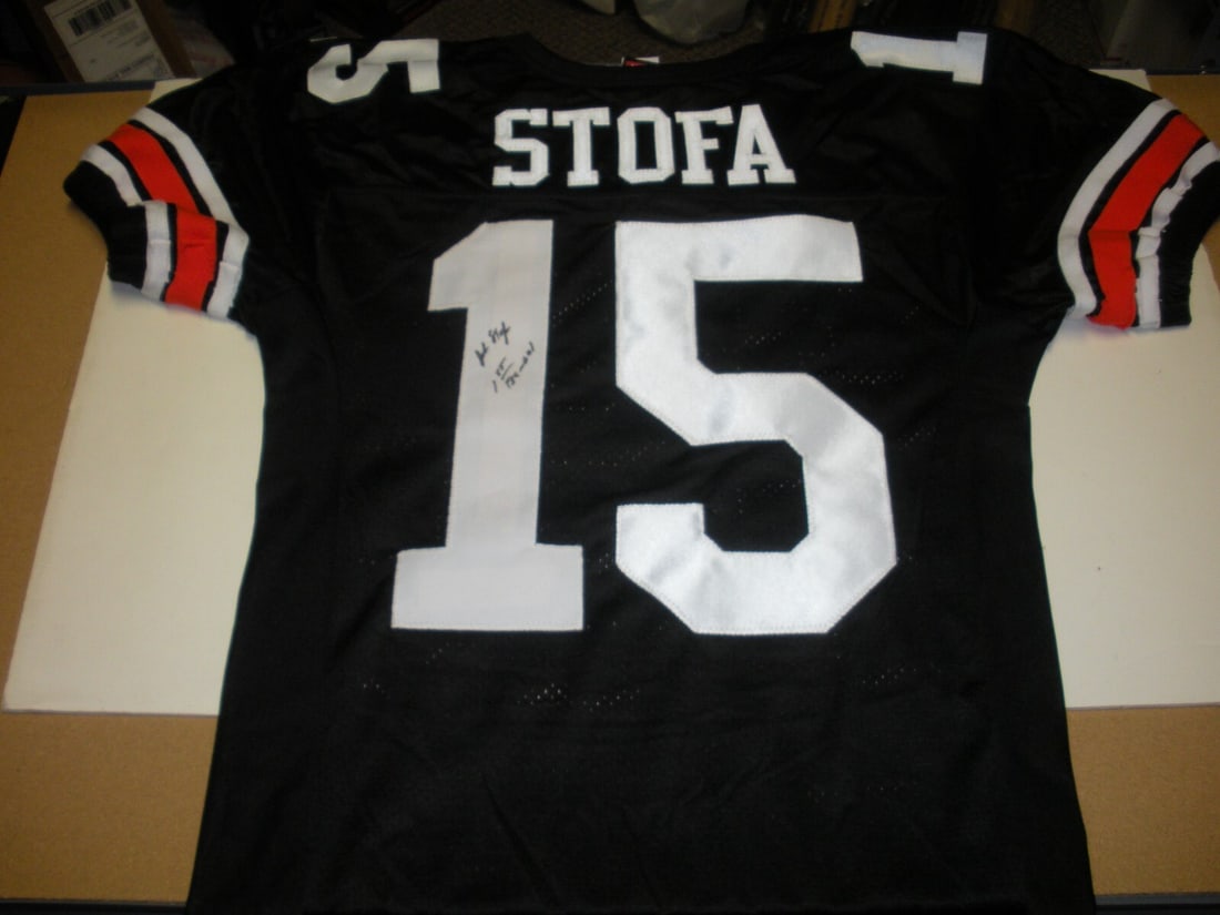 John Stofa Signed Cincinnati Bengals Wilson Jersey with COA: John Stofa Signed Cincinnati Bengals Wilson Jersey with COA This is an official licensed Wilson jersey signed by John Stofa, a celebrated player of the Cincinnati Bengals. This collectible item comes 